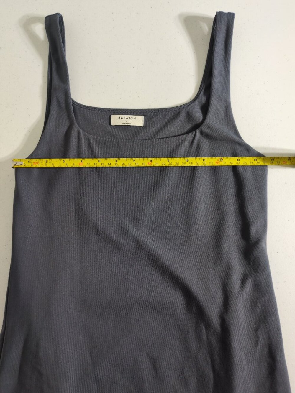Babaton Aritzia Contour Midi Tank Dress Large Bodycon Blue Grey Square Neck - Picture 8 of 11